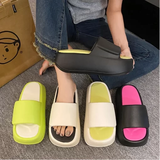 cdt1Thick Soled Slippers Women s Summer 2024 New Korean Version Dual Color EVA Casual Comfortable High
