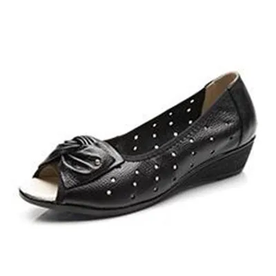 drHMYAERNI New women shoes genuine leather sandals wedges platform sandals woman peep toe ladies loafers chaussure