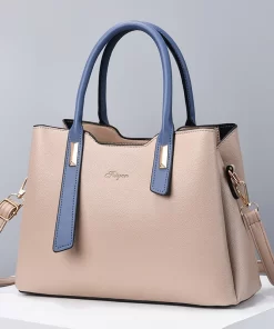 uAVUTRAVEASY 2023 Summer PU Leather Large Capacity Panelled Top Handle Bags for Women Fashion Zipper Female
