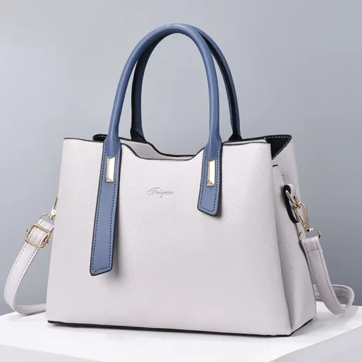 utp7TRAVEASY 2023 Summer PU Leather Large Capacity Panelled Top Handle Bags for Women Fashion Zipper Female