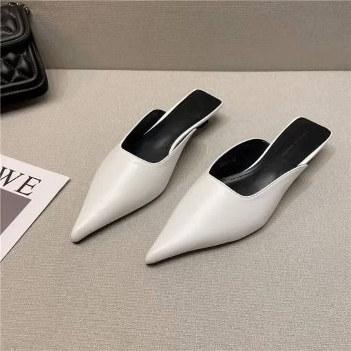 vRomSummer Low Heel Sandals White Rubber Slides Mules Shoes for Women 2023 Outside Woman Slippers Normal
