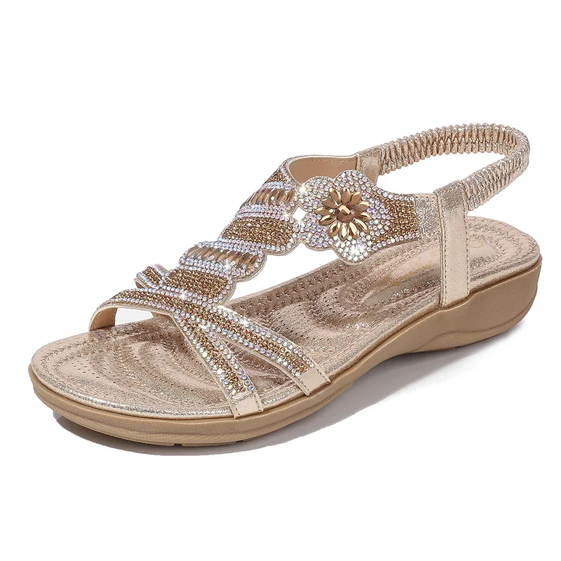 xwtGBEYARNE Fashion casual sandals women flat wedges party diamonds gladiator summer shoes girls low heels Sandalias