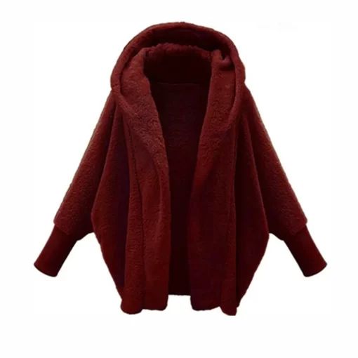 0W6LWinter Solid Long Sleeve Jackets 2023 Hooded Loose Plush Coats Large Cardigan Clothes for Women Female