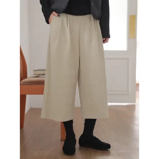 1FopCorduroy Cotton Oversize Pants Elastic High Waist Wide Leg Baggy Trousers Korean Japanese Streetwear Sports Pants
