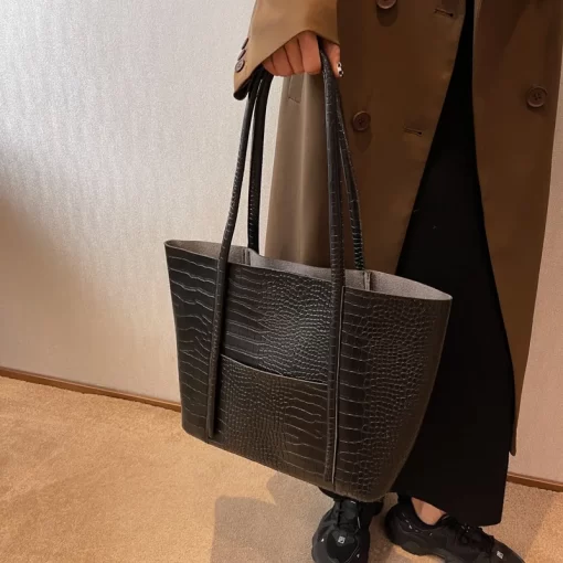 1ZADFashion Leather Women Handle Bag Vintage PU Leather Crossbody Tote Female Luxury Handbag Large Capacity Shoulderbag