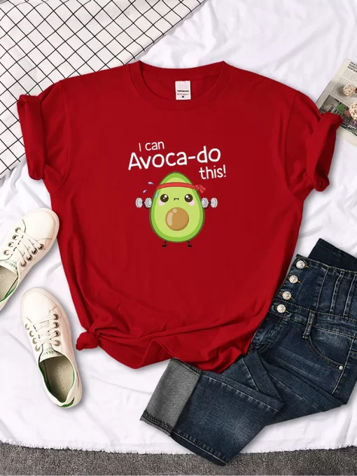 9KXifemale T shirt Avocado for arm exercise I CAN DO THIS letter print topS women oversize