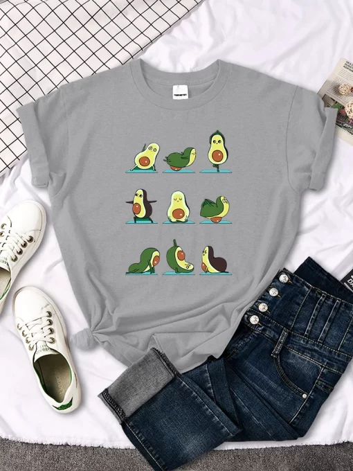 AOpuWoman T Shirt Avocado Teaches You To Practice Yoga Printing Blouses Womensfashion Oversize Blouses Funny Fruit