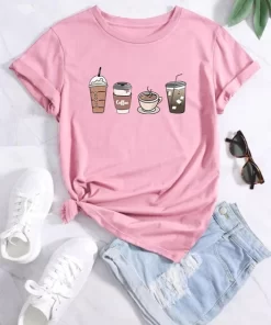 Casual Coffee Print T shirt Crew Neck Simple Loose Short Sleeve Fashion Tops Women s Clothing.jpg 640x640.jpg (4)