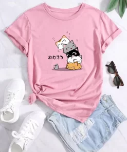 Cat Print Crew Neck T shirt Casual Loose Short Sleeve Fashion Summer T Shirts Tops Women.jpg 640x640.jpg (4)