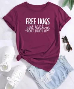 FREE HUGS Print Crew Neck T shirt Casual Loose Short Sleeve Fashion Summer T Shirts.jpg 640x640.jpg