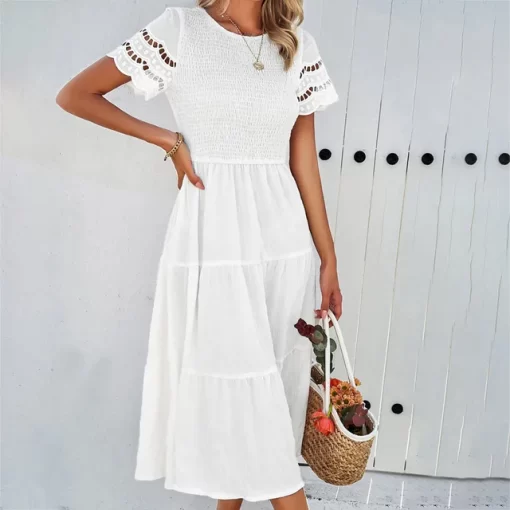 Fashionable Round Neck Hollow Out Dress for Women Spring and Summer Solid Color Elegant Dress High.jpg 640x640.jpg (3)