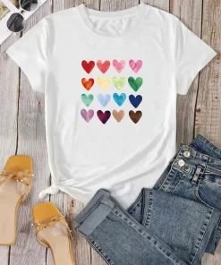 Gradient love Print Crew Neck T shirt Women s Casual Loose Short Sleeve Fashion Summer T.jpg 640x640.jpg (3)
