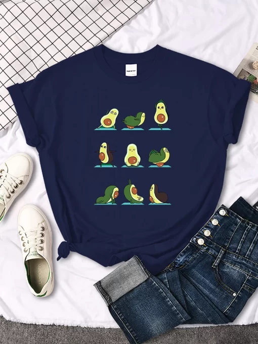 HeFPWoman T Shirt Avocado Teaches You To Practice Yoga Printing Blouses Womensfashion Oversize Blouses Funny Fruit