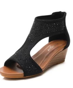 Hf8rTIMETANG 2021Summer Fashion Mesh Surface Female Gladiator Sandals Wedges Platform Open Toe High Heels Sandals Swing