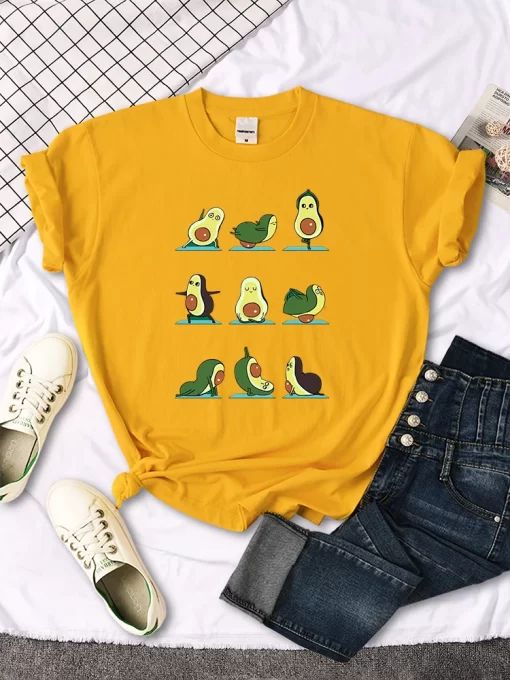 IAfTWoman T Shirt Avocado Teaches You To Practice Yoga Printing Blouses Womensfashion Oversize Blouses Funny Fruit