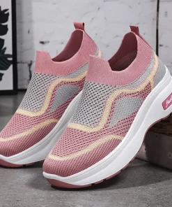 IBPgFashion Mixed Colors Thick Sole Casual Women Shoes 2023 New Mesh Breathable Comfortable Wedges Sneakers Women