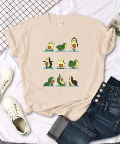 JBOnWoman T Shirt Avocado Teaches You To Practice Yoga Printing Blouses Womensfashion Oversize Blouses Funny Fruit