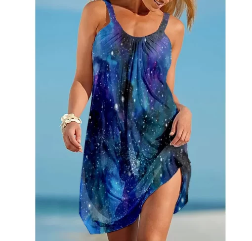 JNwlSummer Dog Paw Boho Sexy Beach Dress 3D Print Women Sleeveless Dresses Hawaii Casual Vintage Beachwear
