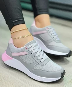 MzOW2023 New Women Sneakers Mesh Breathable Wedges Sports Shoes Fashion Mixed Colors Lace Up Casual Lady