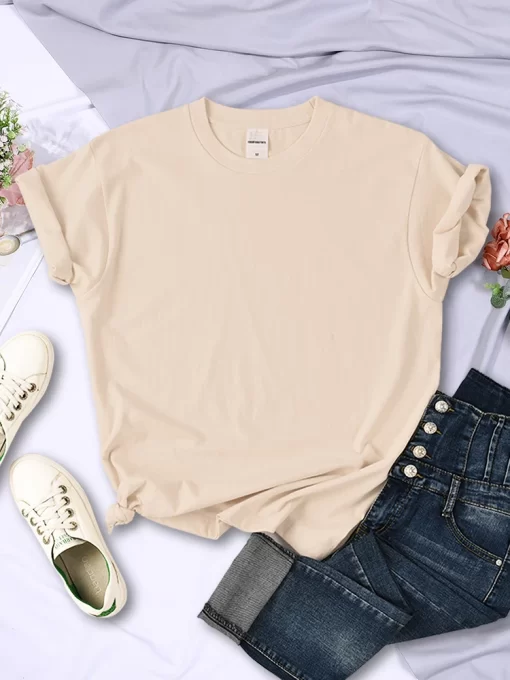 P2CWSolid Color Women T Shirts Comfortable Summer Tee Shirt All Match Multicolor Streetwear Loose Hip Hop