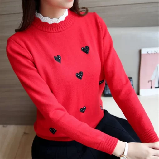 PT492024 New Bottoming Sweater Women s Fall Winter Knitted Top Knit Sweater Ladies Embroidery Loose Wild