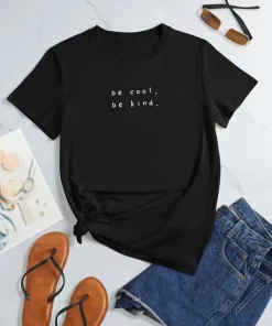 Plus Size Be cool be kind Tee Print Crew Neck T shirt Women s Casual Loose.jpg 640x640.jpg (6)