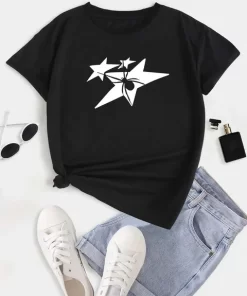 Plus Size Star Print Crew Neck T shirt Women s Casual Loose Short Sleeve Fashion Summer.jpg 640x640.jpg (6)