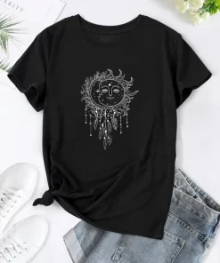 The moon and the sun Tee Print Crew Neck T shirt Women s Casual Loose Short.jpg 640x640.jpg (6)