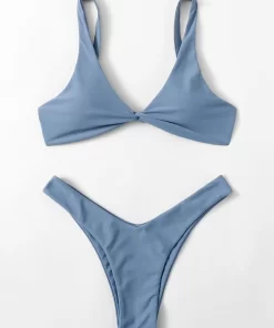 TsIKZTVitality Solid Tie Sexy Bikini 2021 Hot Sale Padded Bra High Leg Bandage Push Up Bikini