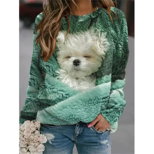 W8i9Kawaii Animal Hoodies Cute Cat Floral 3D Print Sweatshirts Women Y2k Hoodie Streetwear Oversized Pullovers Tops