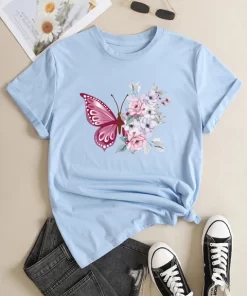 Women s Butterflies Print T shirt Loose Short Sleeve Stylish Crew Neck Casual Tee Women s.jpg 640x640.jpg (5)