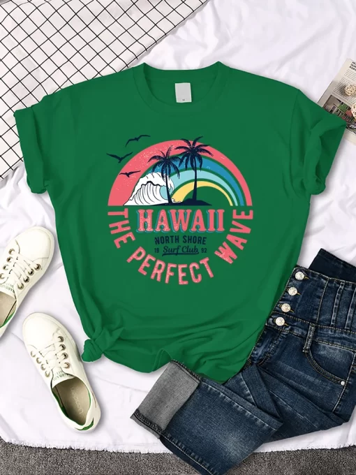 XlecHawaii The Perfect Wave Print T Shirt Original Hipster Streett Shirts Creativity Casual Tshirt Harajuku Niche
