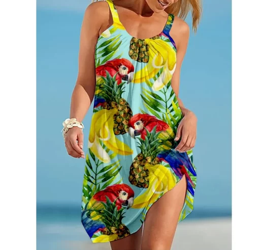 YTsqSummer Dog Paw Boho Sexy Beach Dress 3D Print Women Sleeveless Dresses Hawaii Casual Vintage Beachwear