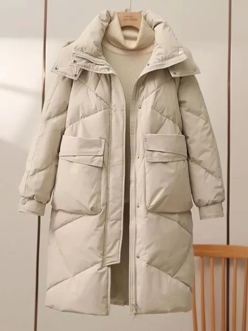 ZK3P2023 New Women Long Down Cotton Jacket Korean Loose Cotton Coat Winter Thicken Warm Women Parkas