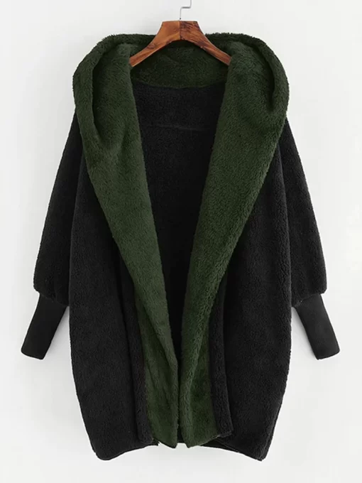 aJBJWinter Fleece Hoodies Women Thicken Warm Double Side Plush Jackets Female Casual Loose Long Sleeve Cardigan