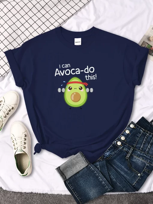 bcA6female T shirt Avocado for arm exercise I CAN DO THIS letter print topS women oversize