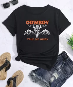 cowboy take me away Tee Print Crew Neck T shirt Women s Casual Loose Short.jpg 640x640.jpg (6)