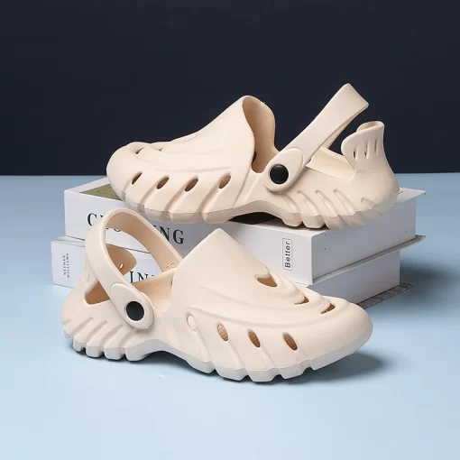 d7HaOpenwork Slippers Women s Sandals Casual Hole Shoes Couple Plus Size 44 45 Breathable Beach Flip