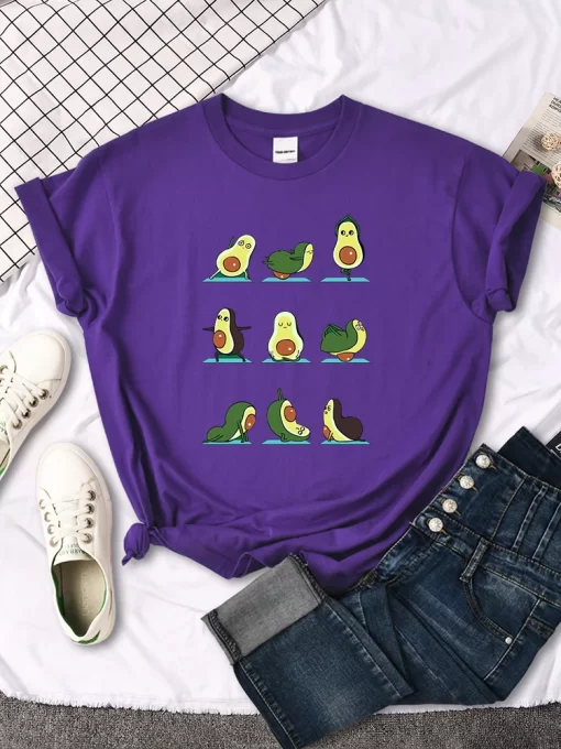 ioXdWoman T Shirt Avocado Teaches You To Practice Yoga Printing Blouses Womensfashion Oversize Blouses Funny Fruit