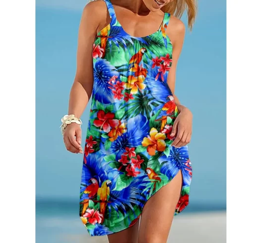 kKV0Summer Dog Paw Boho Sexy Beach Dress 3D Print Women Sleeveless Dresses Hawaii Casual Vintage Beachwear