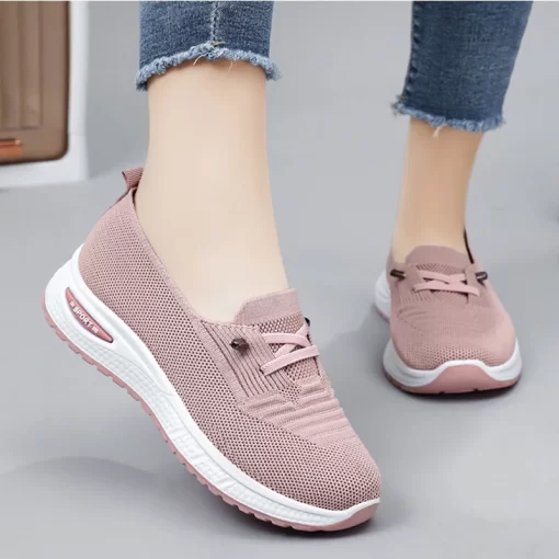lZrqWomen Casual Shoes Fashion Breathable Walking Mesh Flat Shoes Sneakers Women 2024 Gym Vulcanized Shoes Pink