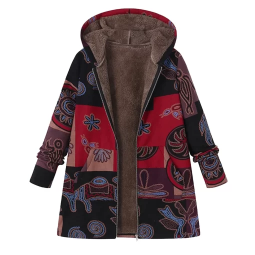 lf93Women s Winter Coat Parka Hooded Padded Jacket Plush Top Retro Warmth Free Shipping Wholesale Plus