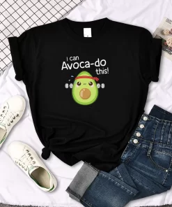 nuTLfemale T shirt Avocado for arm exercise I CAN DO THIS letter print topS women oversize