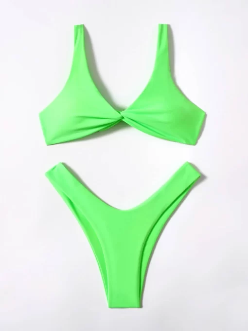 oPzXZTVitality Solid Tie Sexy Bikini 2021 Hot Sale Padded Bra High Leg Bandage Push Up Bikini