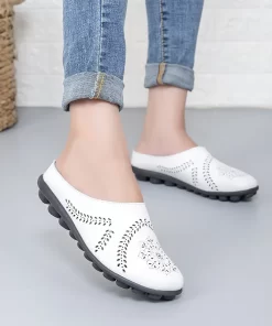 oXLS2022 Spring Summer Women Shoes Size 43 Women Flats With Genuine Leather Chaussures Femme Slip On
