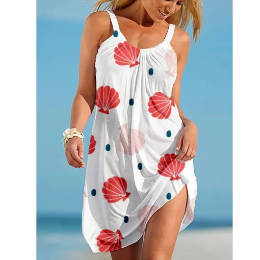oaeeFlamingo Print 3D Girl Midi Dress Bohemian Beach Dress Women Party Dress Slim Fit Knee Length