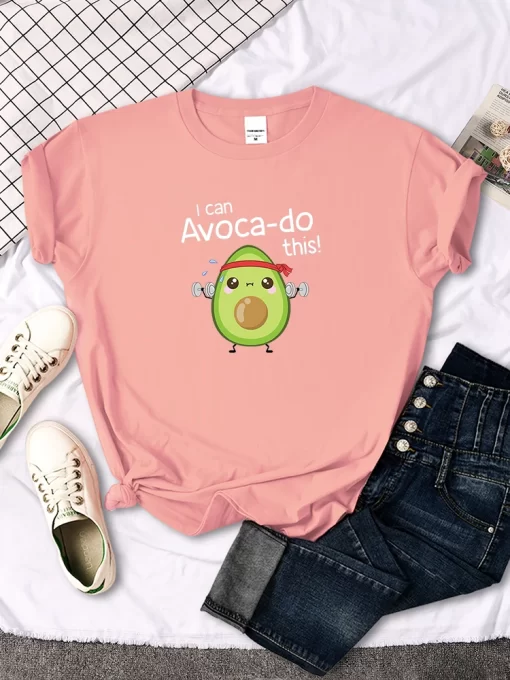 qXvxfemale T shirt Avocado for arm exercise I CAN DO THIS letter print topS women oversize