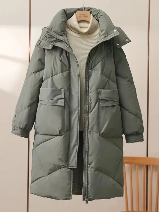 rDQ22023 New Women Long Down Cotton Jacket Korean Loose Cotton Coat Winter Thicken Warm Women Parkas