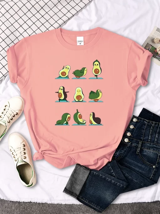 suF3Woman T Shirt Avocado Teaches You To Practice Yoga Printing Blouses Womensfashion Oversize Blouses Funny Fruit