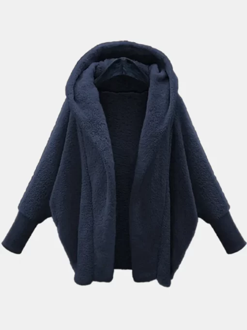 t5soWinter Solid Long Sleeve Jackets 2023 Hooded Loose Plush Coats Large Cardigan Clothes for Women Female